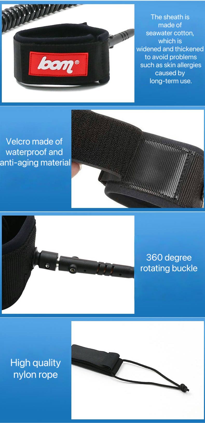 custom heavy-duty surfboard leash